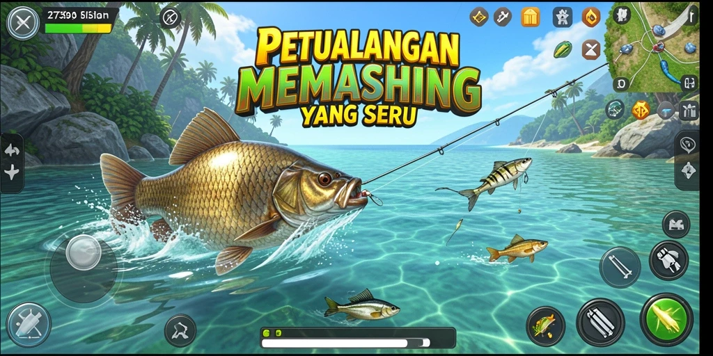 Tangkapan ikan besar dan beragam dalam gameplay Fishing.