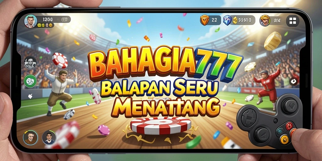 Screenshot gameplay BAHAGIA777 yang menunjukkan balapan mendebarkan.