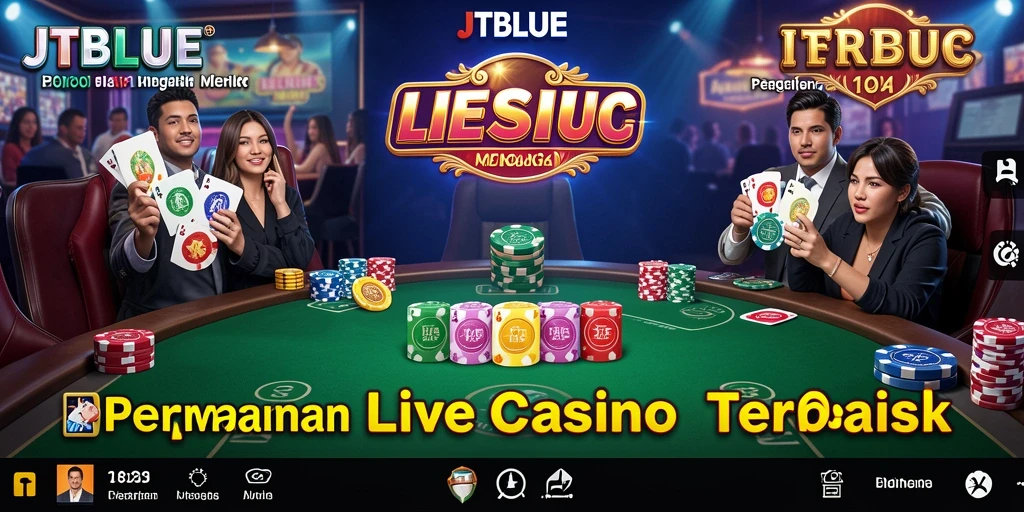 Tampilan gameplay JTBLUE dengan dealer langsung dan pengalaman Live Casino.