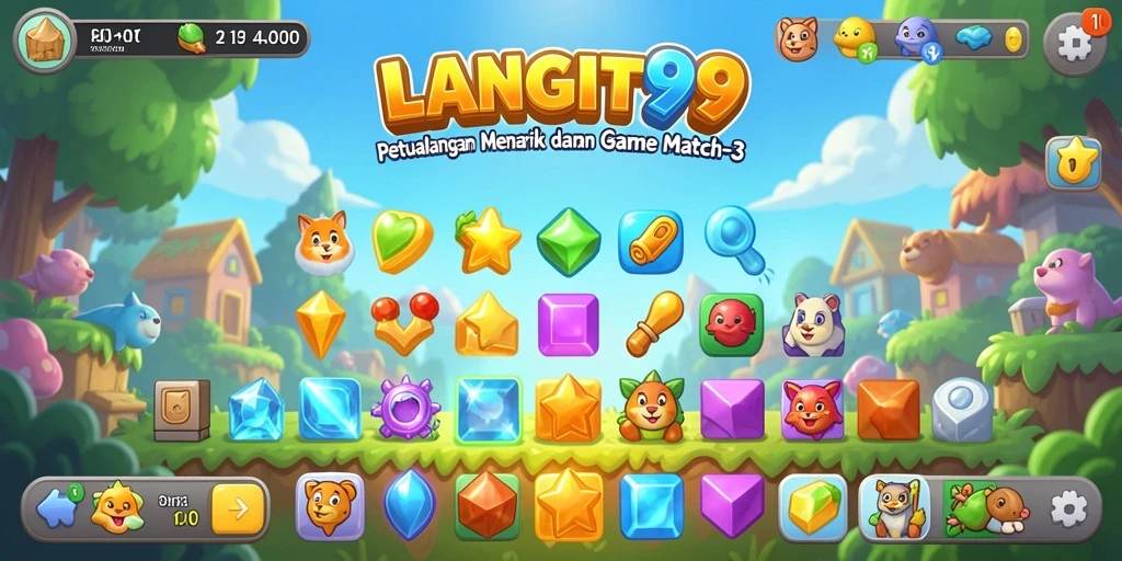 Tampilan menarik dari gameplay LANGIT99 yang penuh warna dan tantangan Match-3.