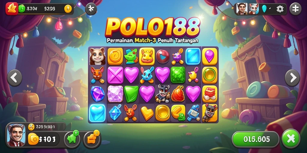 Screenshot dari gameplay seru dalam game Match-3 POLO188.